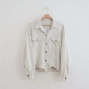Women’s POL French Terry Cream/Tan Balloon Sleeve Sweater
